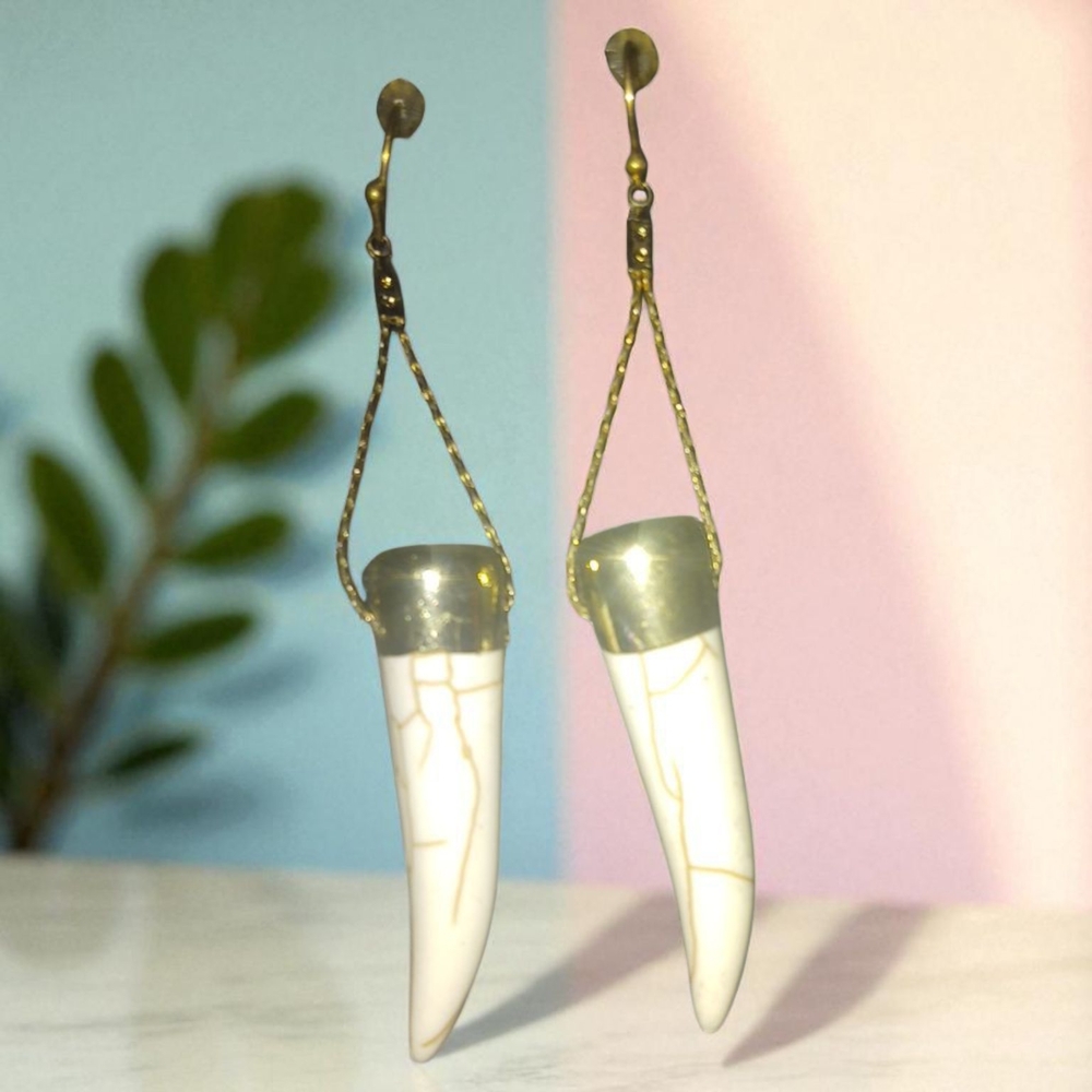 Gold and Cream Minimalist Earrings